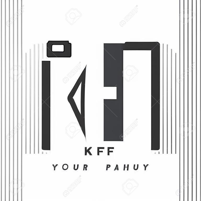 KF-Brief-Logo-Design mit Kamera-Symbol, Fotografie-Logo-Konzept