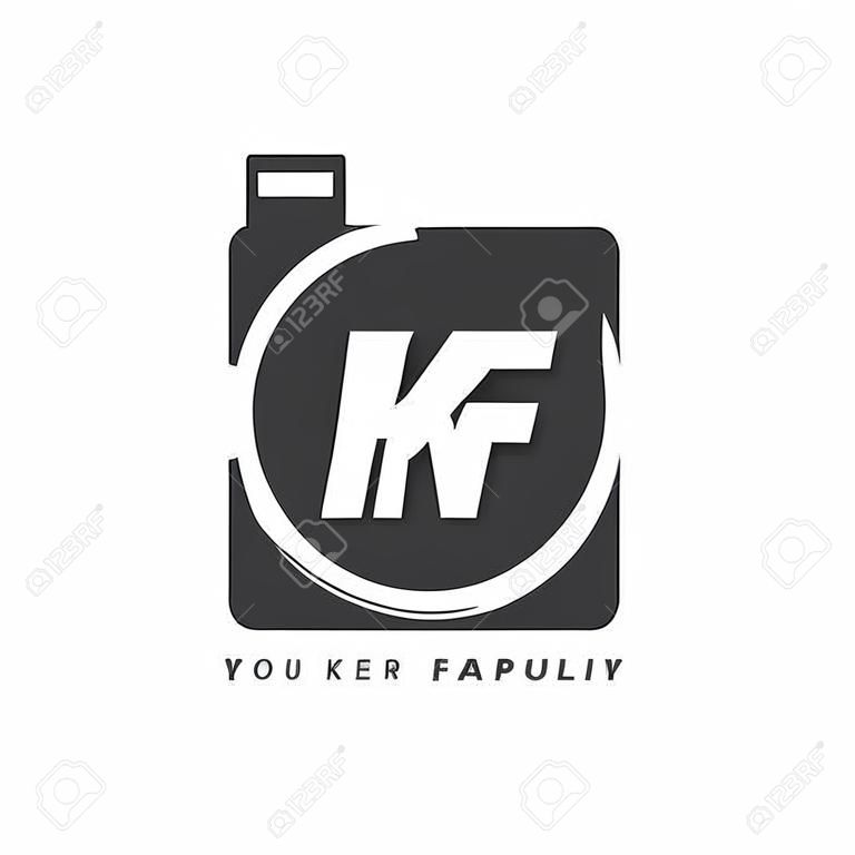 KF-Brief-Logo-Design mit Kamera-Symbol, Fotografie-Logo-Konzept