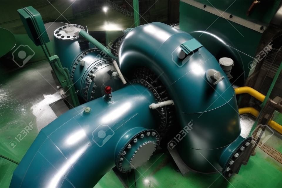 turbina Francis hidro en una pequeña planta de energía hidroeléctrica