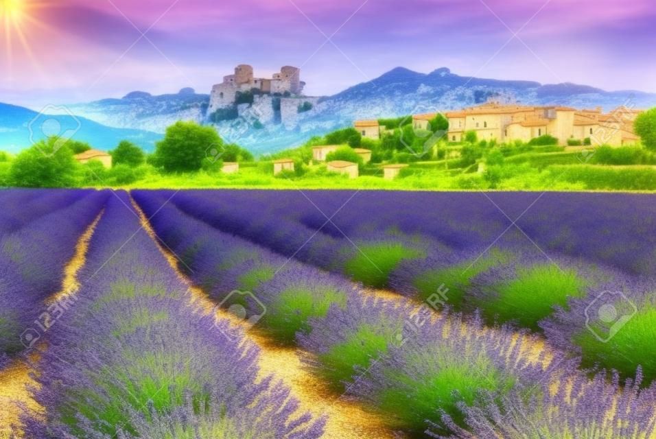 Sault, Provence - Scenic beautiful hilltop village with lavender fields, summer travel in France