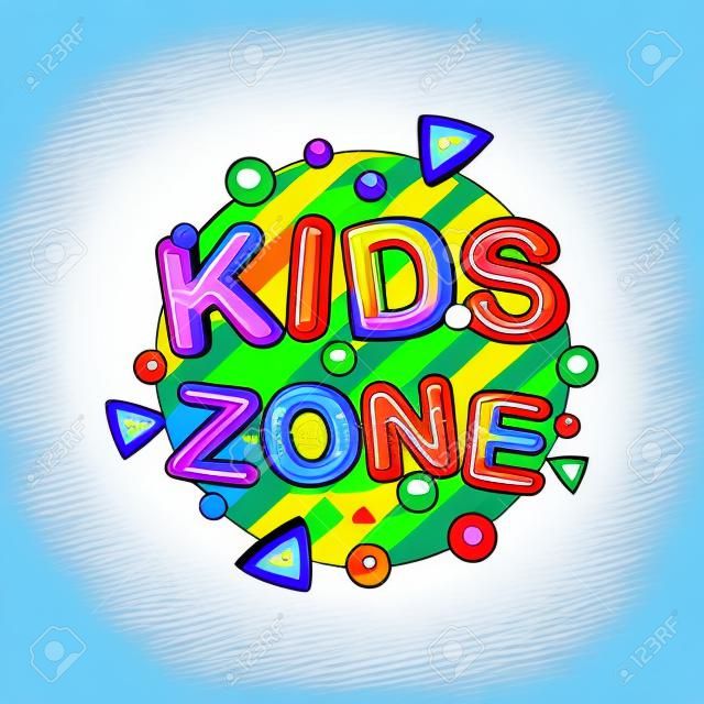 Kids zone logo sjabloon ontwerp, helder kleurrijk embleem voor kinderlijke speeltuin, speelkamer, game area vector Illustratie