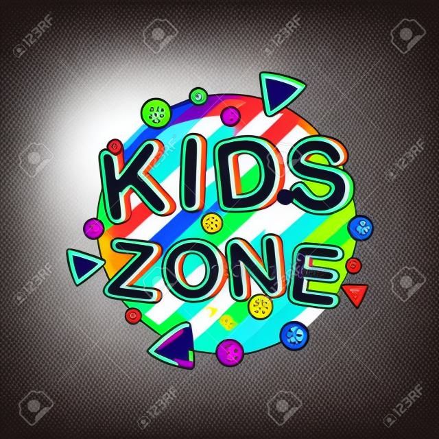 Kids zone logo sjabloon ontwerp, helder kleurrijk embleem voor kinderlijke speeltuin, speelkamer, game area vector Illustratie