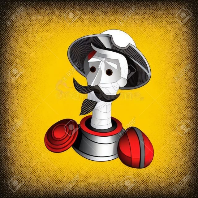 Don Quixote in armor. Bust. Vector illustration on white background.