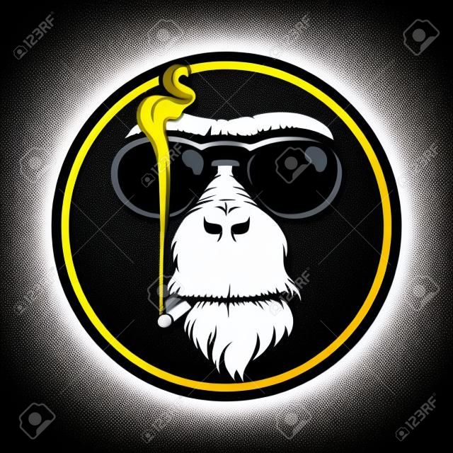 흡연 된 선글라스를 착용 벡터 디자인 원숭이의 머리