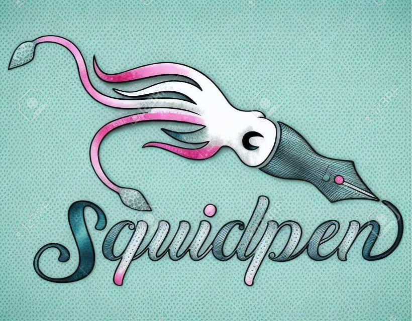 Pluma de calamar y tipografía