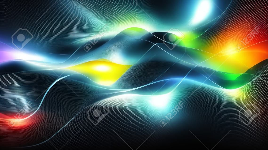 Abstract wave of musical sounds. Smooth information transfer. 3D.