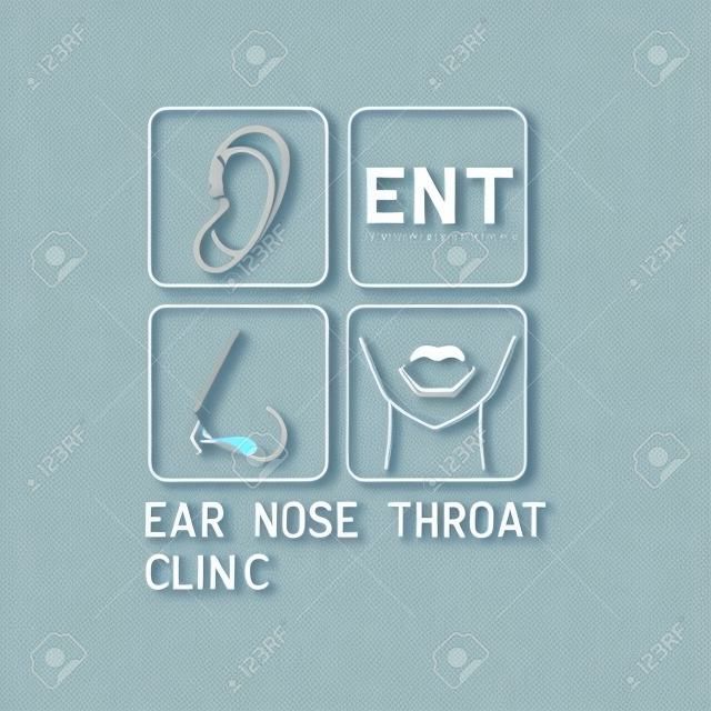logo orecchio naso gola (ORL) per il concetto di clinica otorinolaringoiatrica. illustrazione vettoriale