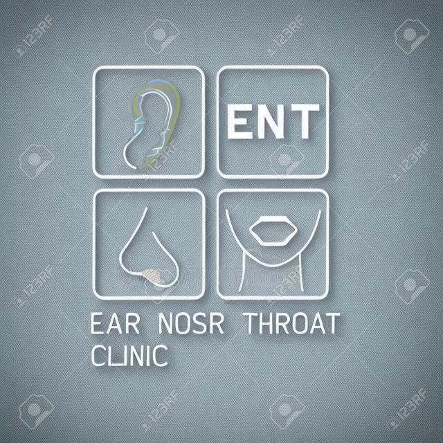 ear nose throat (ENT) logo for Otolaryngologists  clinic concept. vector illustration