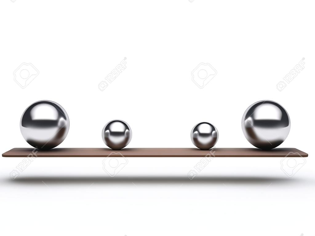 Balancing balls on wooden board
