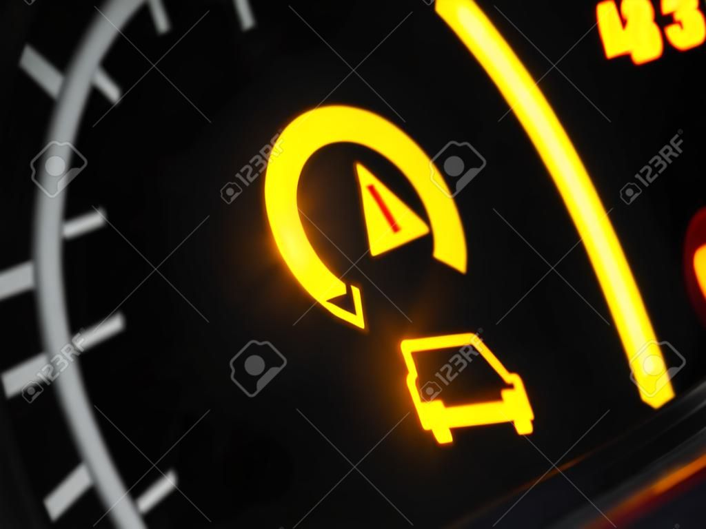 Malfunction or check engine car symbols, dash board close up