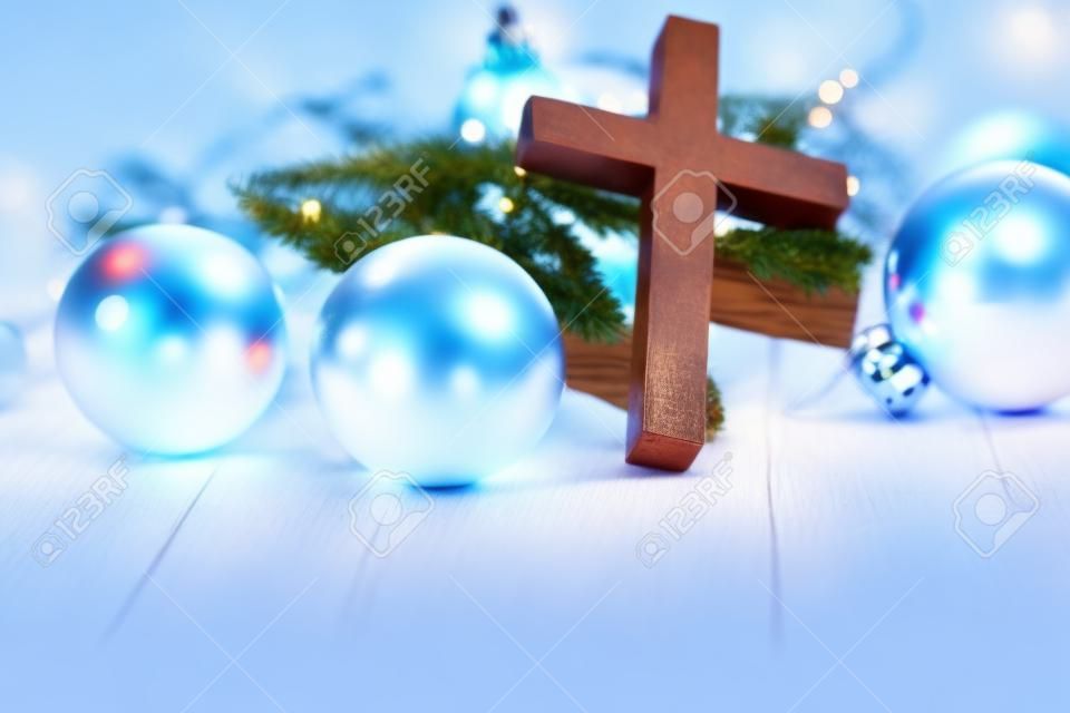 A holy Christian cross and Christmas holiday theme background.