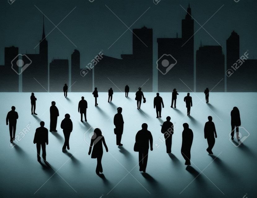 Menschen zu Fuß Silhouetten