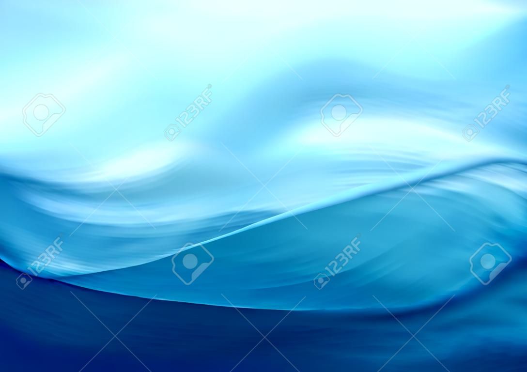 美麗的藍色綢緞。窗簾背景，網格矢量插圖