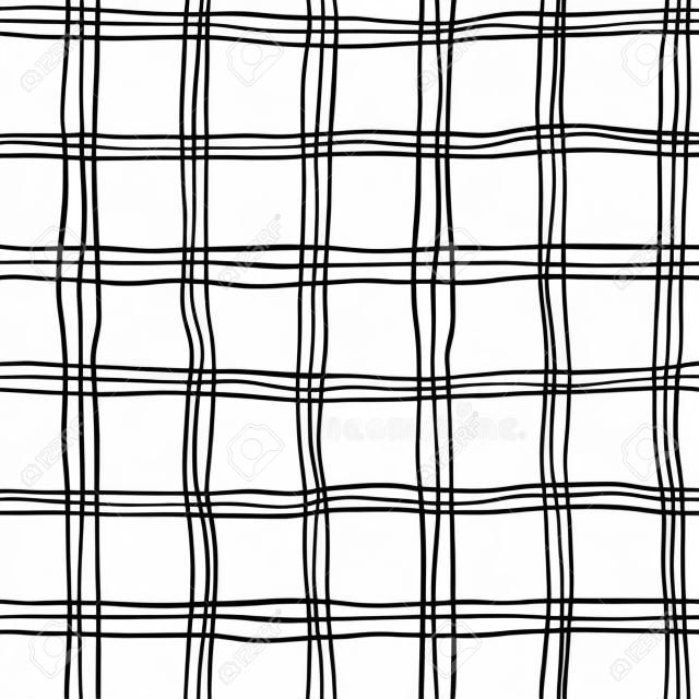 Hand Drawn Seamless fond blanc noir de motif à carreaux, illustration vectorielle