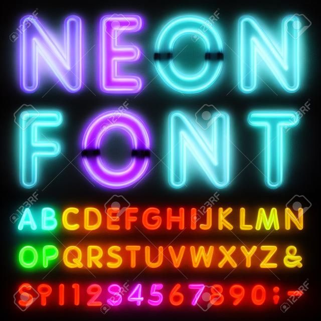 Neon Light ábécé betűtípus.
