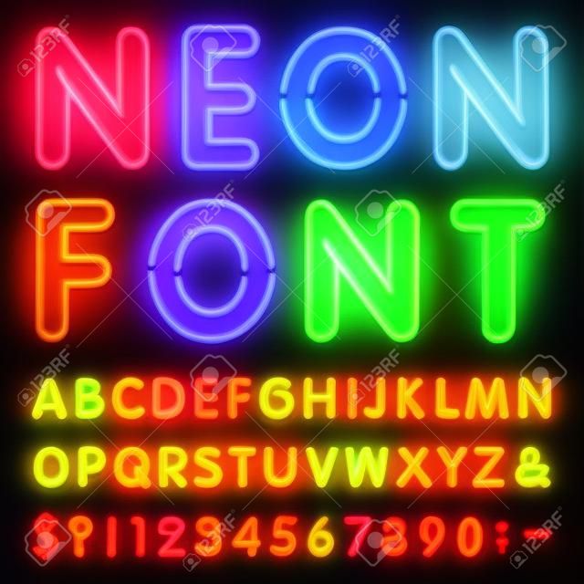 Neon Alfabet czcionki.