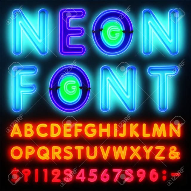 Neon Light ábécé betűtípus.