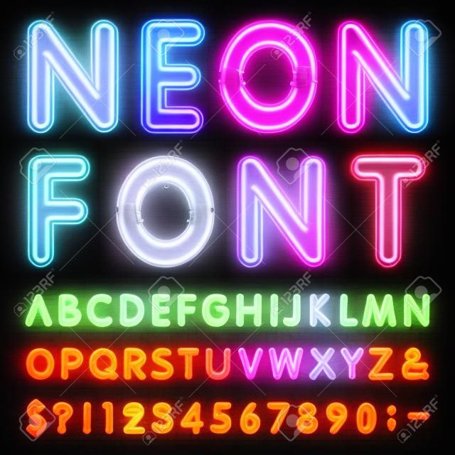 Neon Light Alphabet Lettertype.
