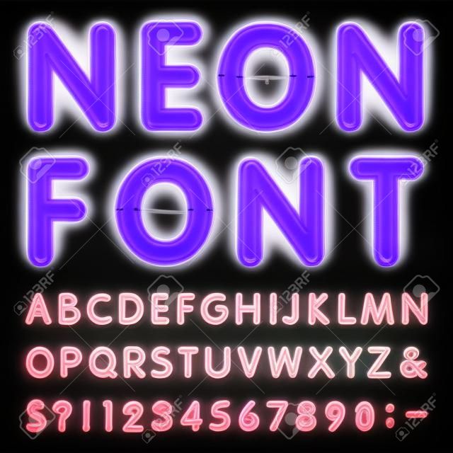Neon Light Alphabet Font. 