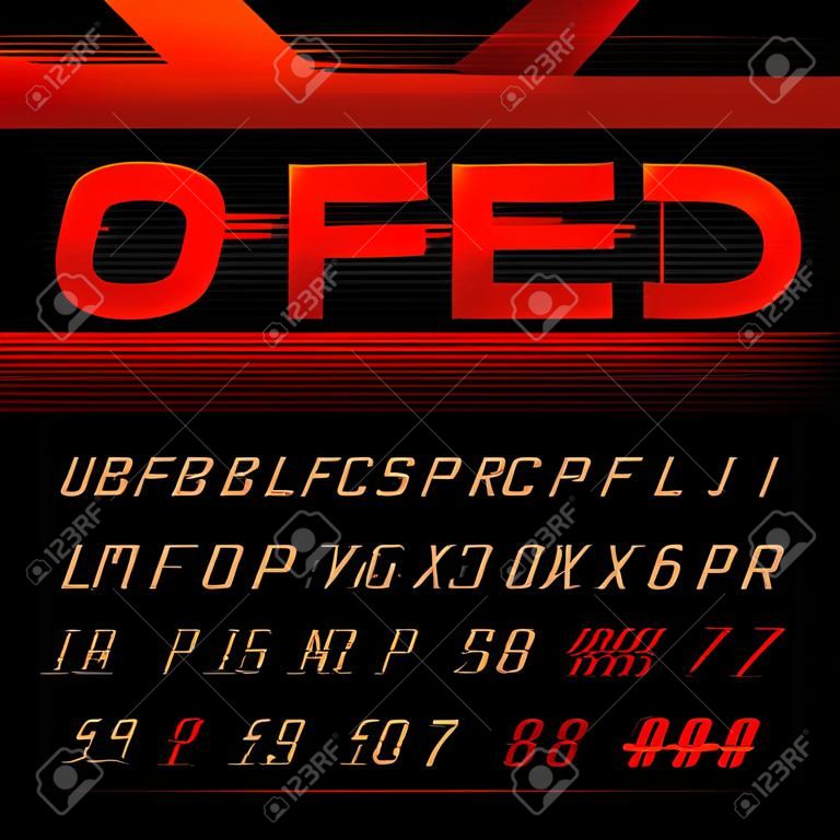 Speed alphabet vector font. Motion effect letters, numbers and symbols. Vector typeset for headlines, posters etc.