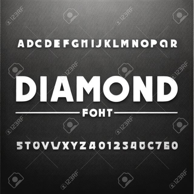Diamante alfabeto font. lettere brillanti e numeri. tipografia stock vettoriale per la progettazione.