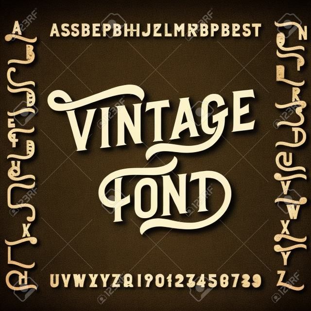 la police de l'alphabet Vintage avec suppléants. Lettres, chiffres et symboles. Retro typographie vecteur pour votre conception.
