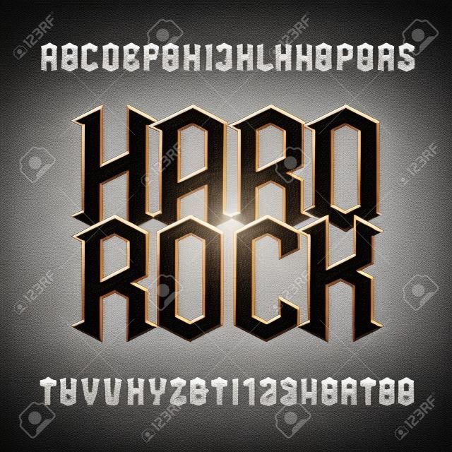 Palabra y alfabeto de hard rock con fuente de efecto Metal