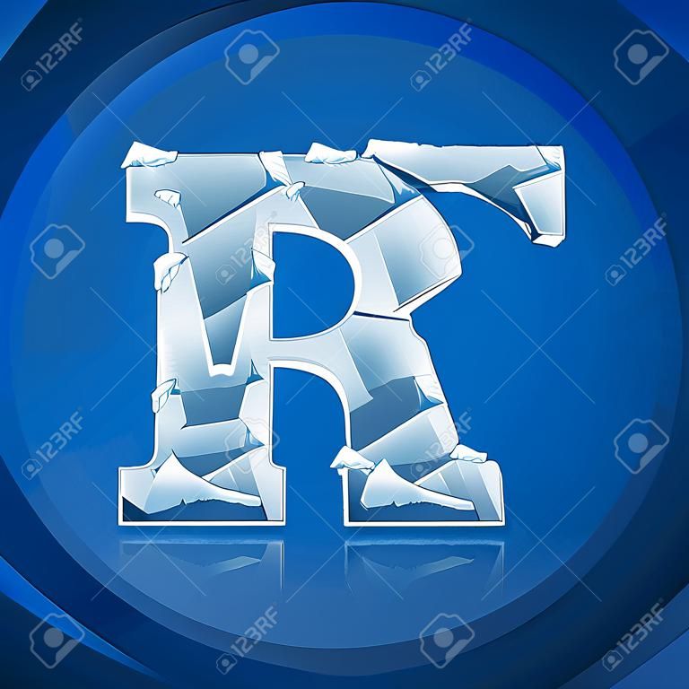 얼음 알파벳 글꼴입니다. 파란색 배경에 고정된 문자와 숫자입니다. 타이포그래피 디자인을 위한 스톡 벡터 타이프스크립트입니다.