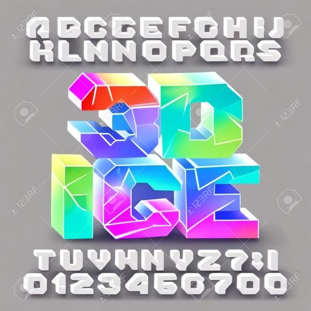 3D 얼음 알파벳 글꼴입니다. 얼어붙은 문자와 숫자. 타이포그래피 디자인을 위한 스톡 벡터 서체입니다.