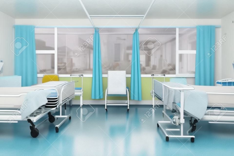 Kórházi osztályon az ágyak és az orvosi berendezések