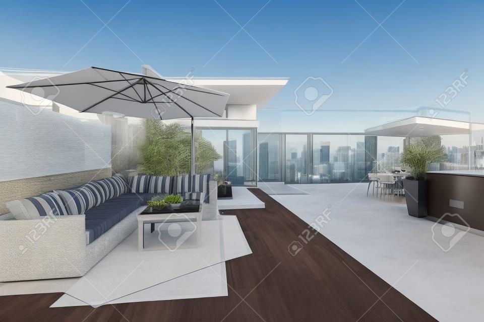 Luxurious penthouse balcony