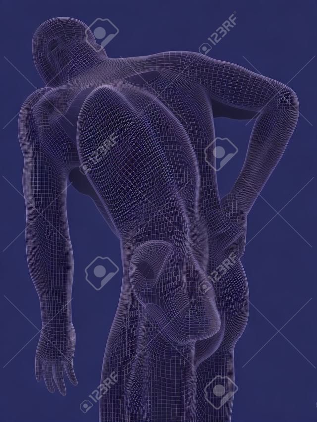 3d weergegeven illustratie - backache mannetje