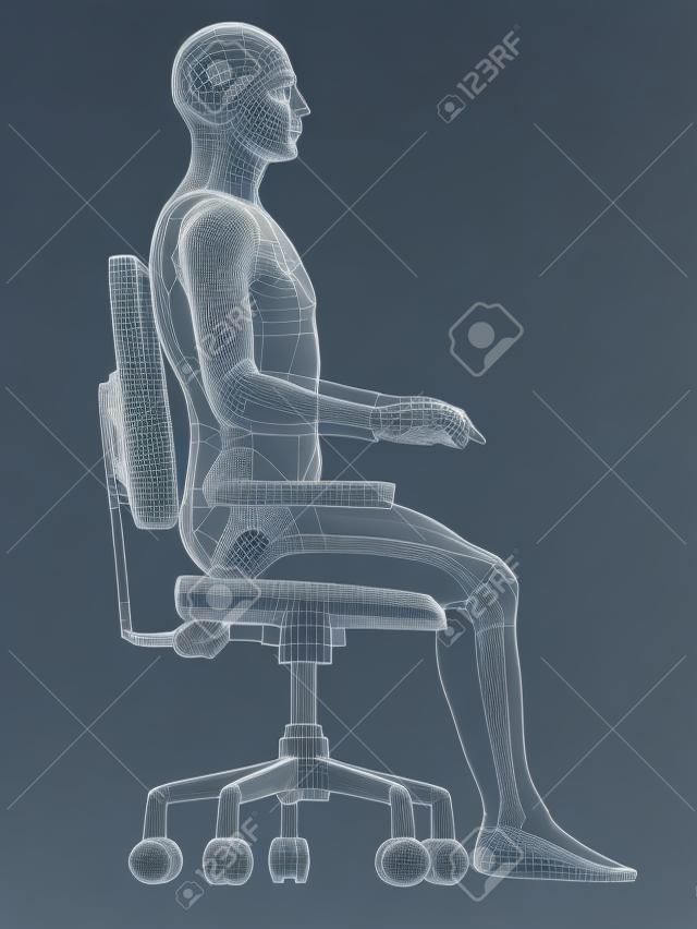 3d renderelt orvosi illusztráció - helyes ülő testtartás