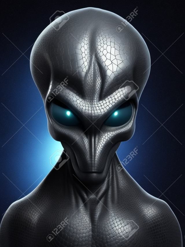 3d rindió la ilustración médicamente exacta de un extraterrestre gris