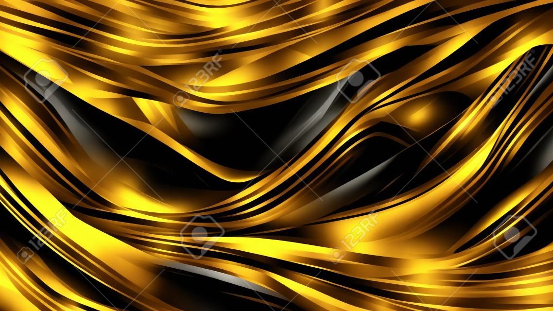 抽象的な黒と金色の線の背景。
