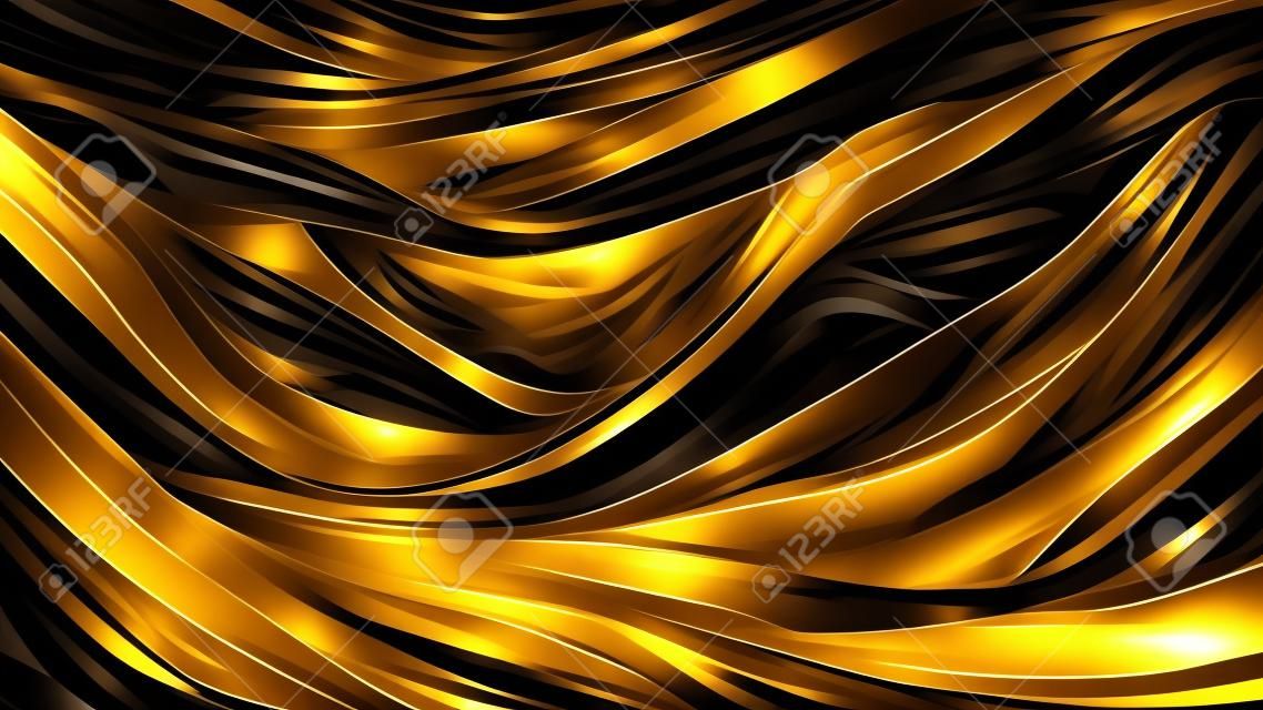 抽象的な黒と金色の線の背景。