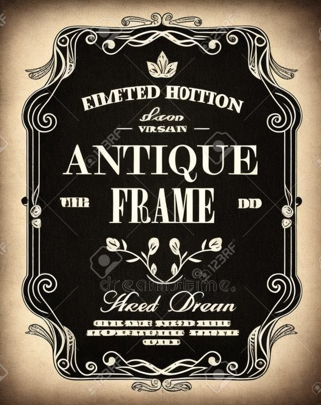 Antique Frame Hand gezeichnet Etikett Tafel westlichen Jahrgang Banner Vektor-Illustration