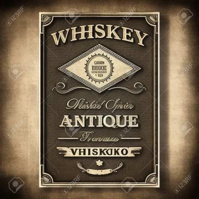 Whiskey Vintage border antique frame engraving western label retro vector illustration