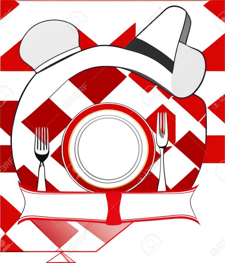 design with plate and hat for restaurant
