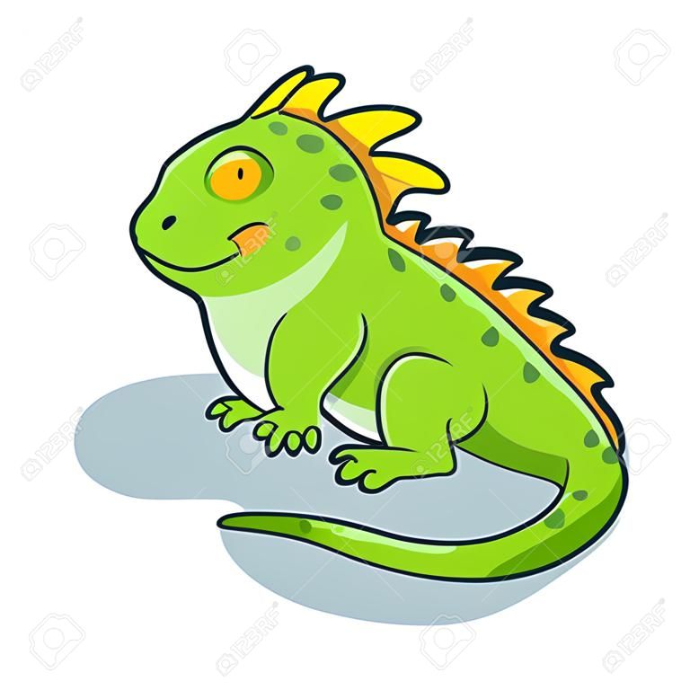 Iguana cartoon illustratie schattig