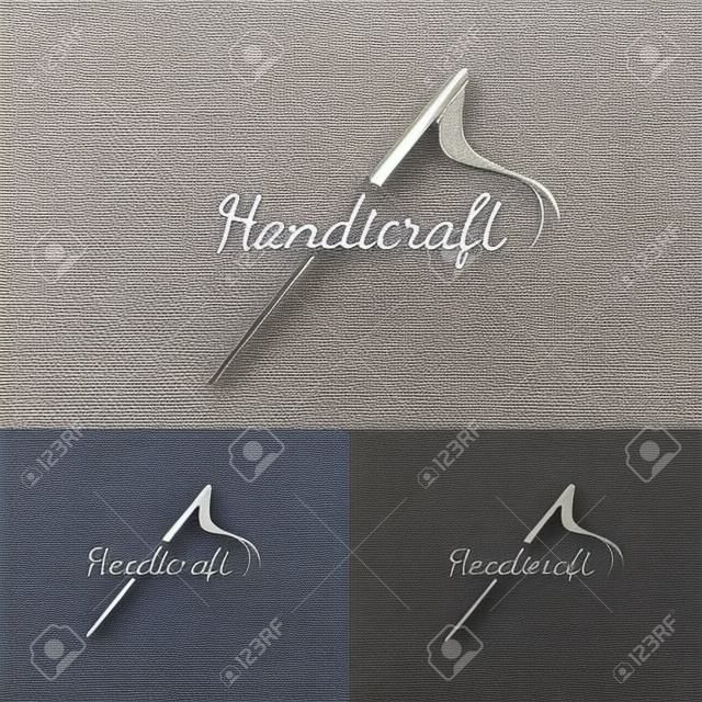 Sewing logo. Needlework or sewing logo with needle and thread for sewing.
