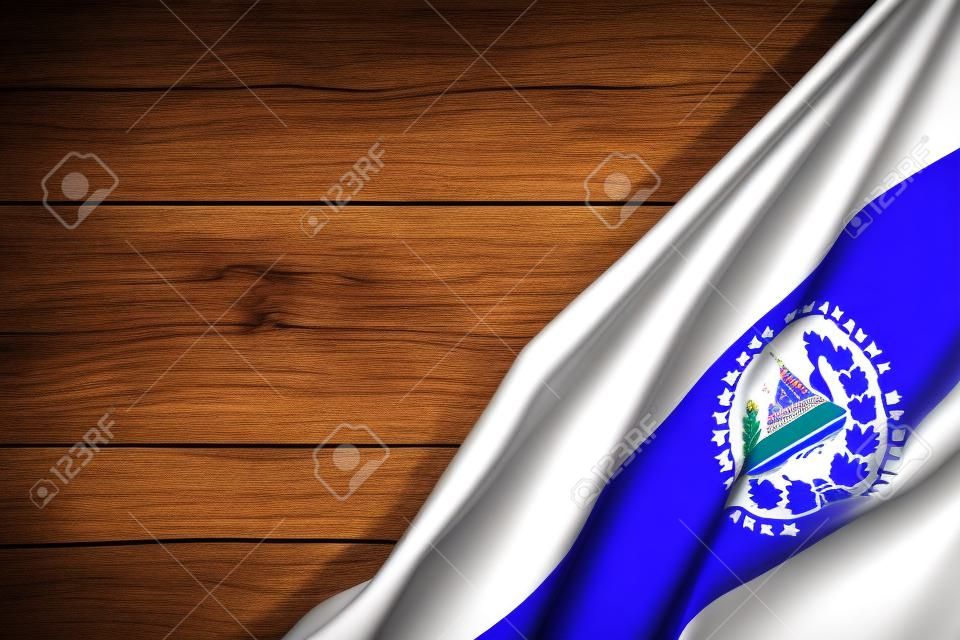 representación 3D de la bandera de República de El Salvador en una madera