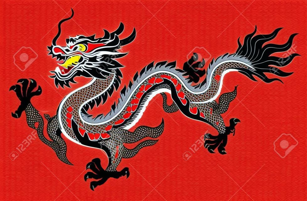 vetor de dragão chinês rastejando