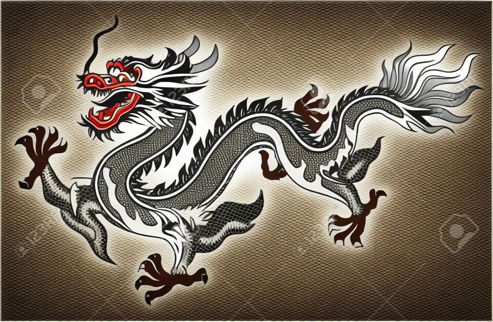 vecteur de dragon chinois rampant