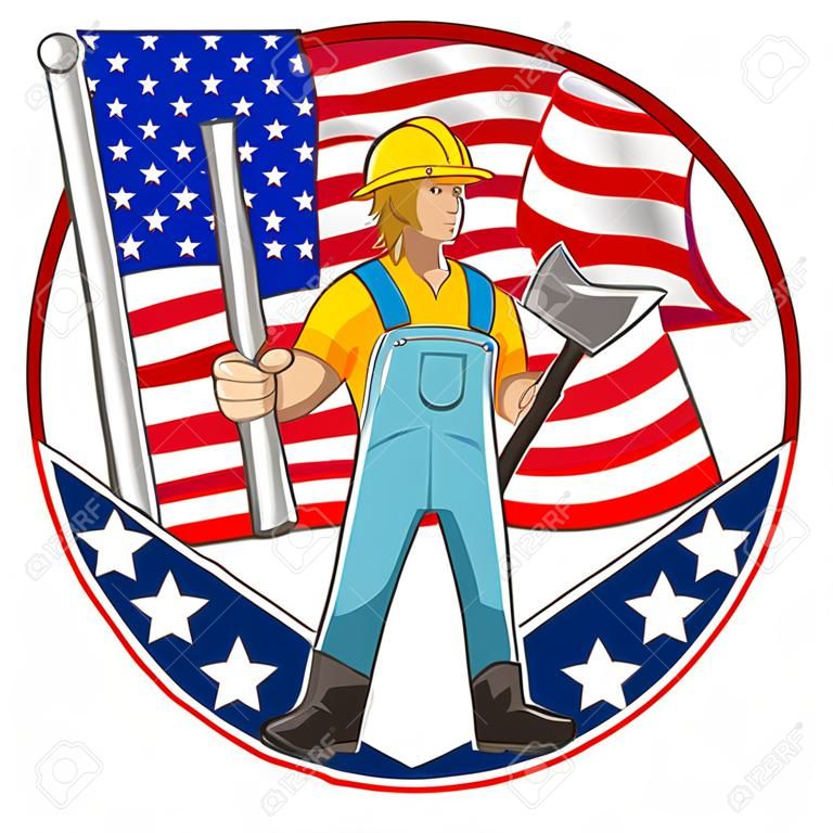 美國工人勞動節美國工勞動藏品人美國國旗錘代表工人勞動節
