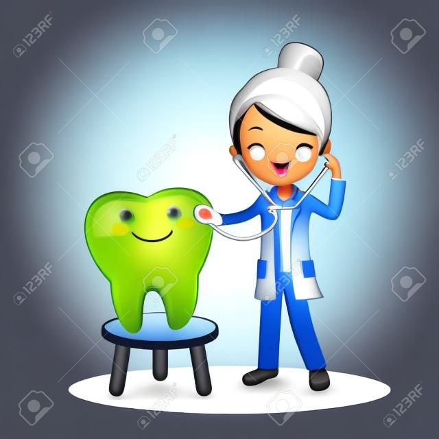 cute cartoon dentist doctor with tooth, great for health dental care concept