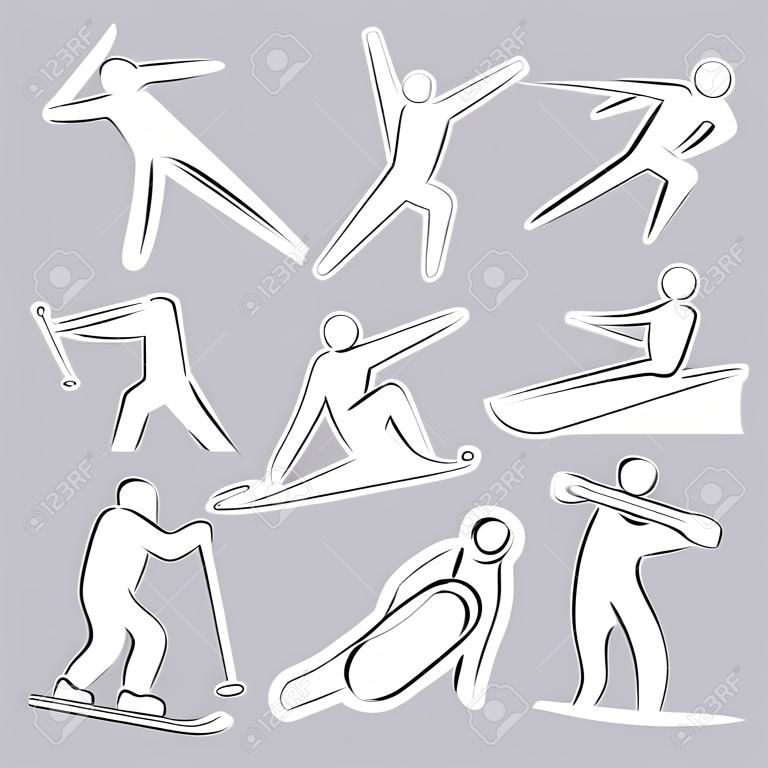 Icons for winter sport games. sports competition Games.