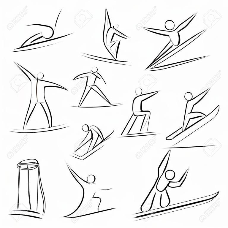 Icons for winter sport games. sports competition Games.