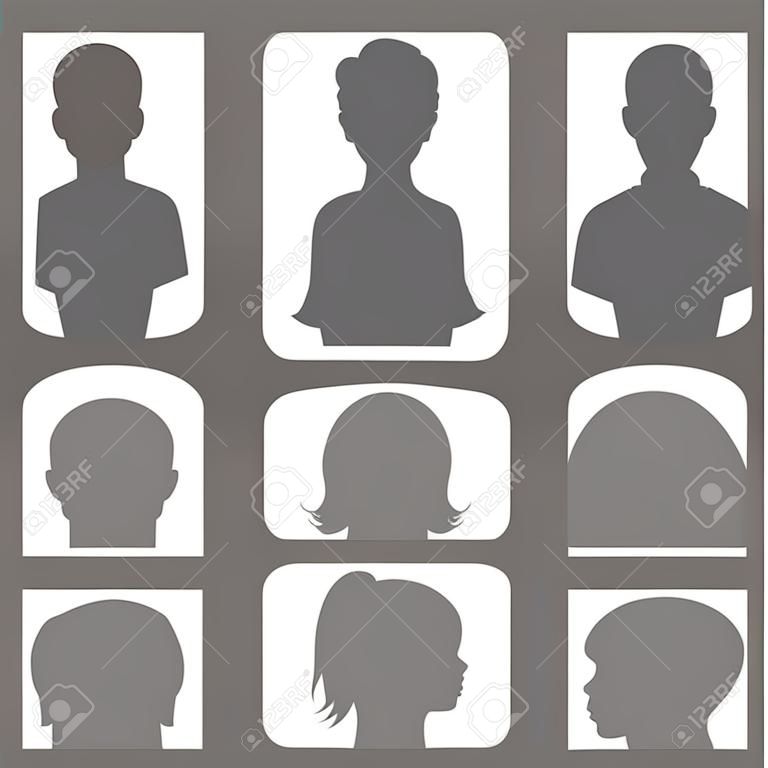 Vektör avatar, profil simgesi, baş siluet