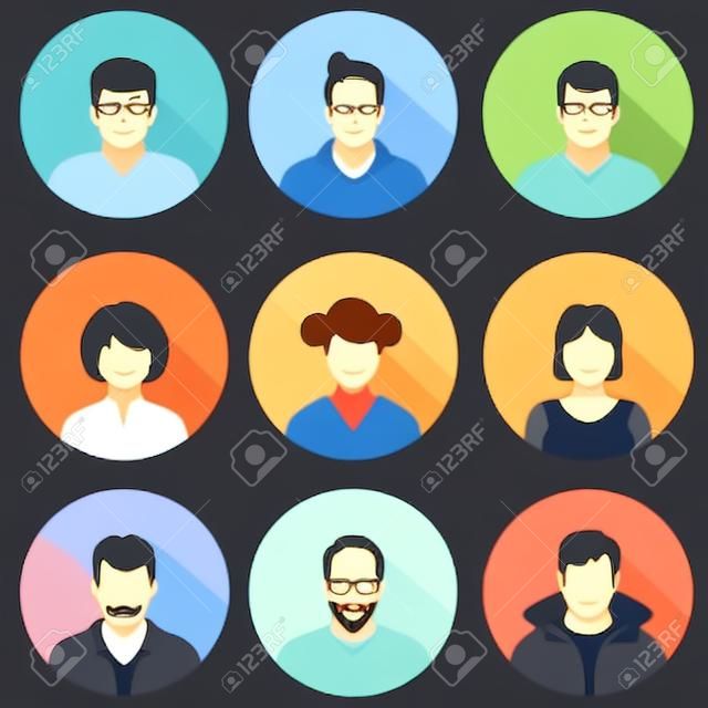 Set von Flach avatar, Vektor Menschen Icon, Gesichter Benutzer, Design, Illustration